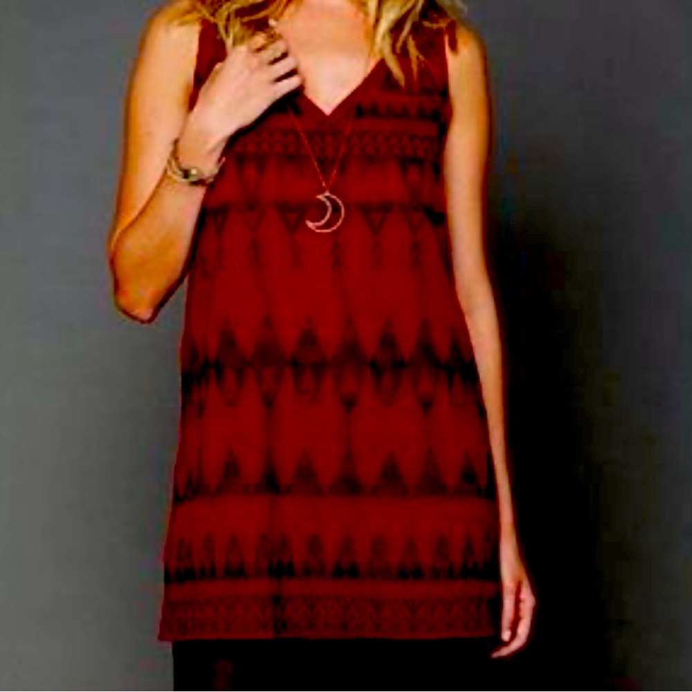 Free People beaded and embroidered burgandy dress sz Sm